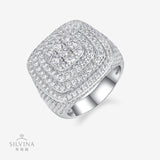 豪镶宽面嘻哈戒指新款电镀18k白金豪镶男士戒指