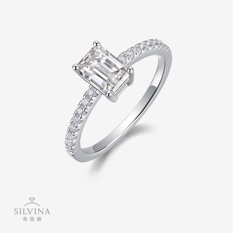 镶嵌莫桑石闪耀时尚S925银莫桑石闭口精美