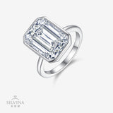 公主方闭口戒指S925纯银D色莫桑石纯手工制作简约大气时尚女