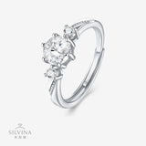 新款S925纯银莫桑石指环轻奢小众设计生日礼物戒指