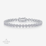 外网球手链S925纯银防过敏D色莫桑石电镀18k白金网球手链