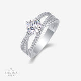 新款纯银D色莫桑石戒指指圈流苏满镶镂空款精品女戒