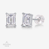 shopify祖母绿切割长方形男士女士S925银莫桑石耳钉