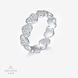 新款热销风S925纯银镶白金莫桑石排戒经典简约款戒指女款