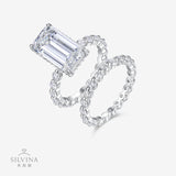 风叠戴组合男套戒S925银莫桑石满圈婚戒