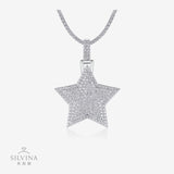 银星河新款纯银夸张通勤立体五角星系列男生嘻哈时尚吊坠