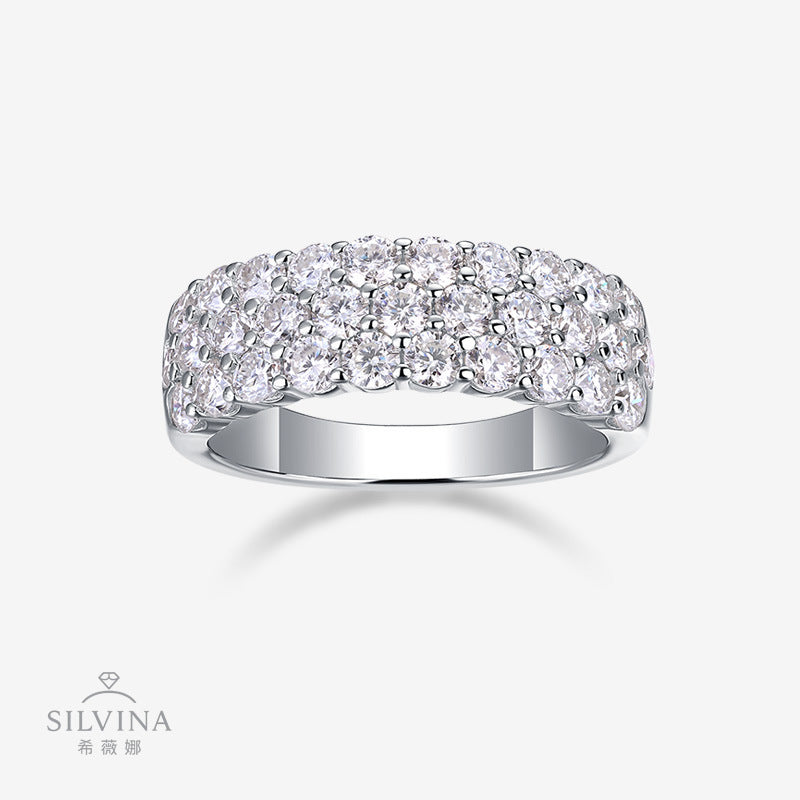 S925纯银莫桑石女戒指莫桑石时尚网红同款戒指