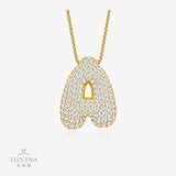 26个字母莫桑石项链925纯银夸张18K金链英文吊坠吊坠