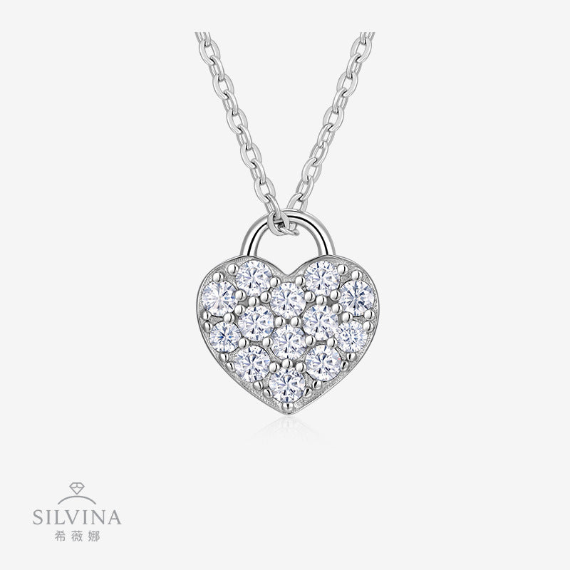 直销饰品925银莫桑石满镶爱心苹果吊坠女