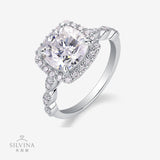 闭口莫桑石d色 S925银莫桑钻2.5克拉公主方肥戒银