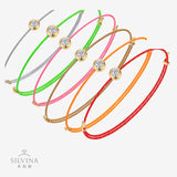 时尚少女夜光七彩手链 925纯银莫桑石手绳单珠手链