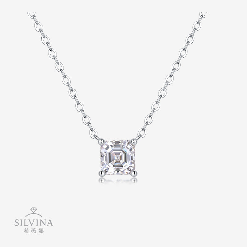 1克拉s925银莫桑石邂逅时尚吊坠项链，轻奢