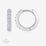 S925银单排镶耳环女镶莫桑石耳扣时尚百搭耳饰品