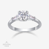 莫桑石时尚纯银镀18k指环百搭流苏铂金戒指