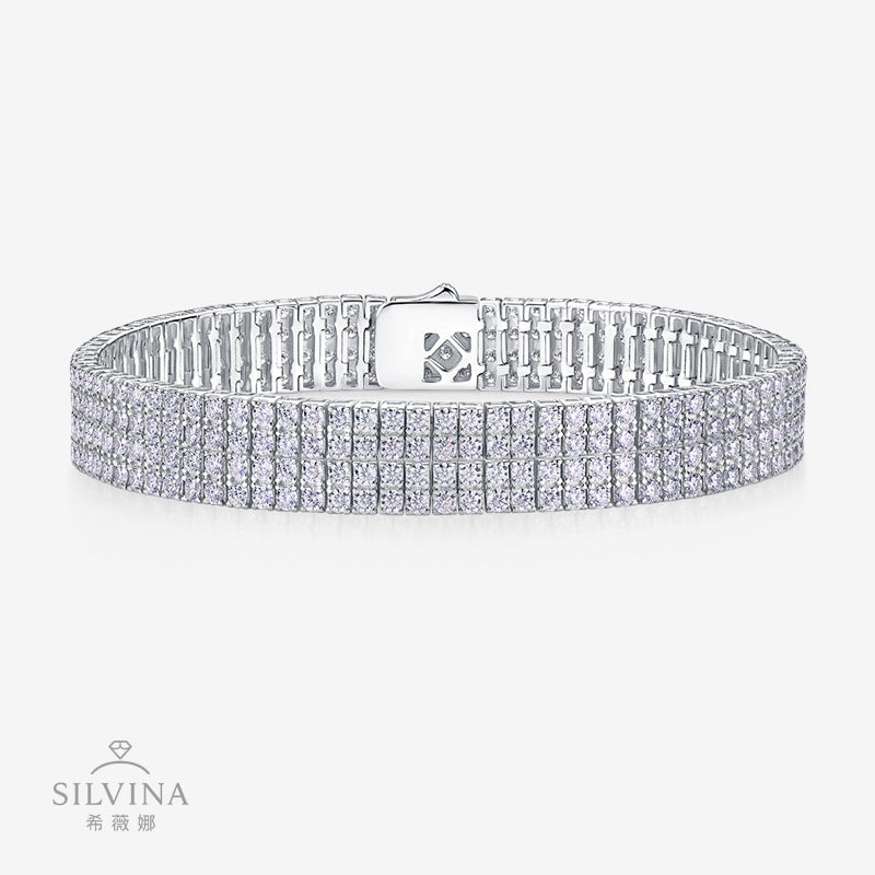 2.0三排石手链时尚手镯莫桑石网球手链