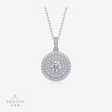 满镶气质s925银莫桑石吊坠项链纯银项链女