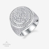 潮街舞莫桑石戒指环 S925纯银嘻哈真莫桑男士戒指