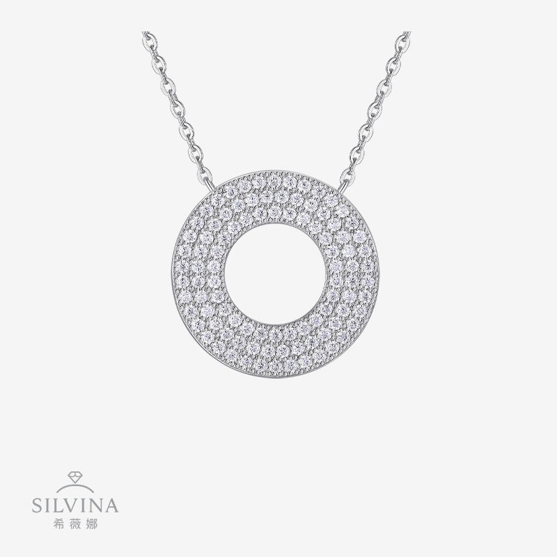 925纯银项链莫桑石轻奢时尚圆圈吊坠