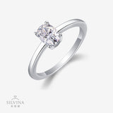 订婚礼物指圈925银蛋形莫桑石小众轻奢风戒指女