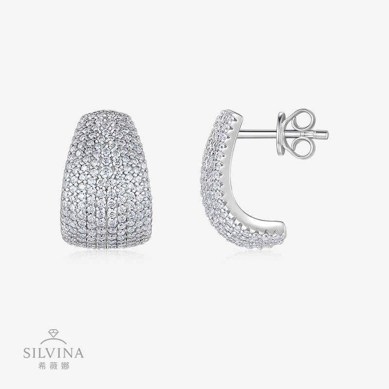 热销耳饰全莫桑石镶嵌S925纯银订制耳坠女