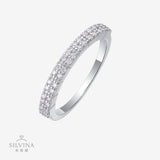 半圈戒指半圈S925指环莫桑石戒指小众戒指纯银设计感戒指