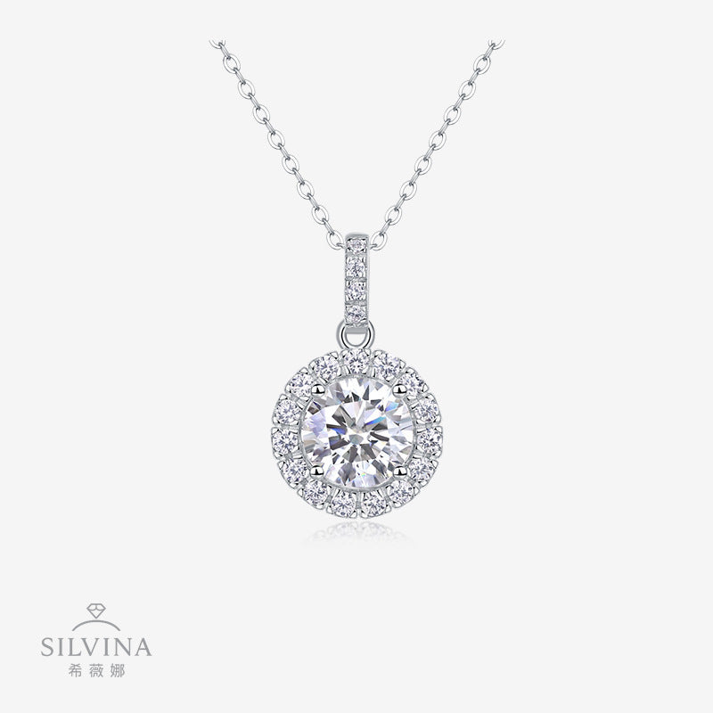 2克拉s925银莫桑石婚礼聚会吊坠项链