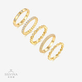 /定制 S925纯银D色莫桑石电镀18k金时尚叠戴戒指指环