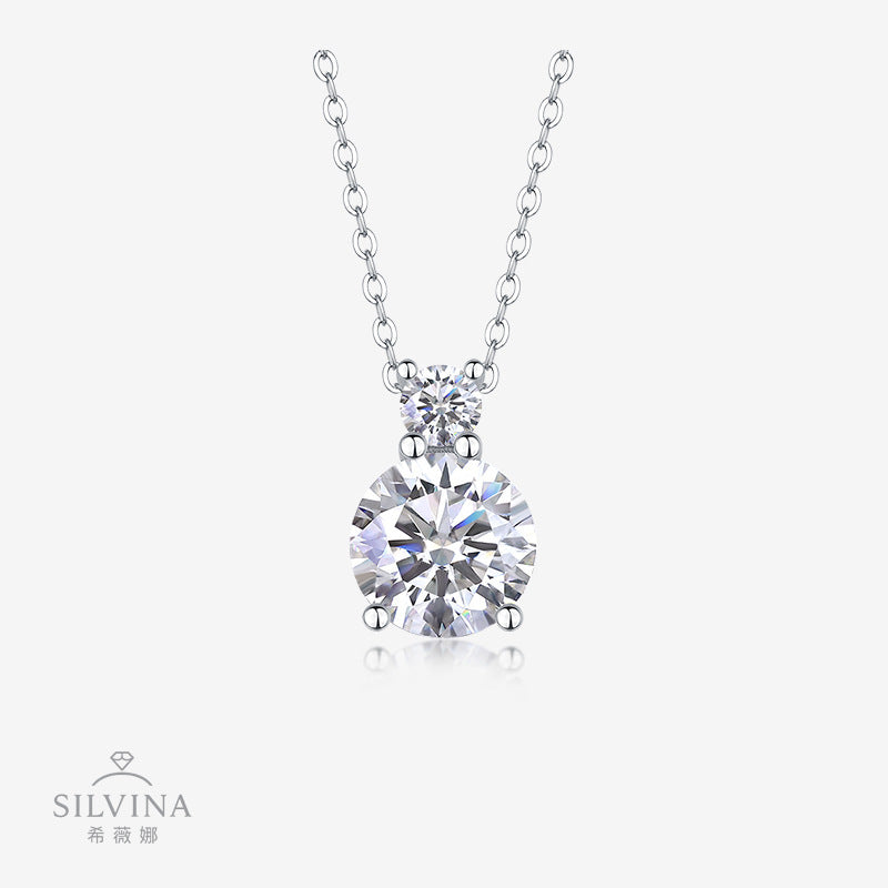 百搭莫桑石3克拉项链时尚s925银时尚轻奢纯银莫桑石吊坠