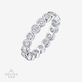 S925银莫桑石戒指 白金戒指圈全莫桑