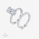 叠戴S925纯银D色莫桑石电镀18k白鹅蛋形闭口女士时尚戒指