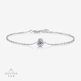 时尚百搭S925银莫桑石手链 简约经典流苏手饰圆包泡泡手链女款