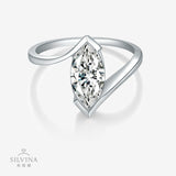 S925纯银马眼D色莫桑石ing风时尚戒指女款