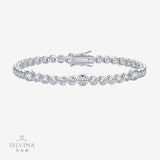 热销S925纯银手链网球莫桑石嘻哈男女通用火彩闪耀网球手链