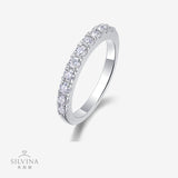 新款S925银叠戴女士戒指豪镶莫桑石时尚半圈戒指环