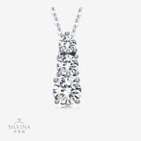 新款不规则三生石吊坠几何圆形莫桑石镶嵌个性淑女锁骨链