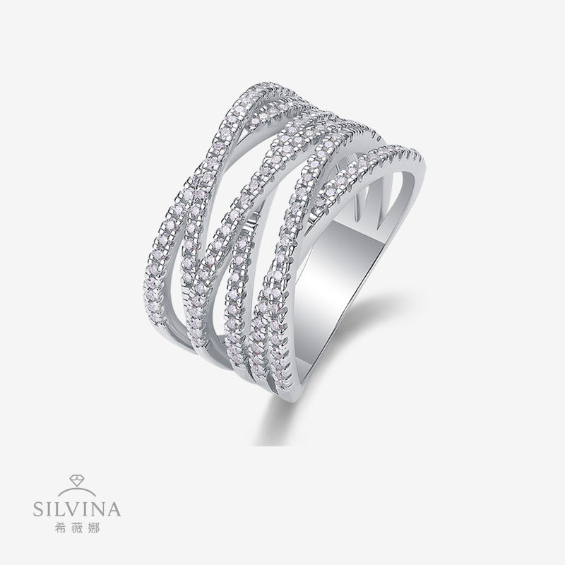 嘻哈戒指925纯银莫桑戒指女士18k莫桑石戒指女