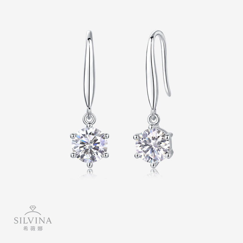 S925银莫桑石跳动的风耳坠耳饰耳环