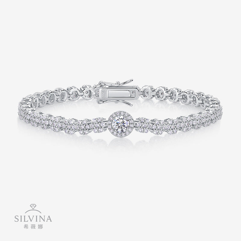 热销多尺寸时尚手链S925银轻奢款情人节礼物订婚定制网球手链