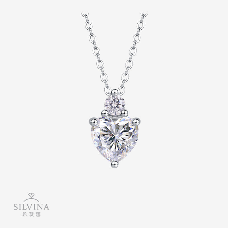 轻奢莫桑石项链S925银镶女送女友吊坠