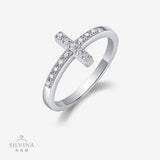 指环十字闭口EtsyS925银莫桑石女戒