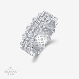 热销S925银戒指莫桑石浑身豪镶闭口戒指女圈戒婚戒男戒