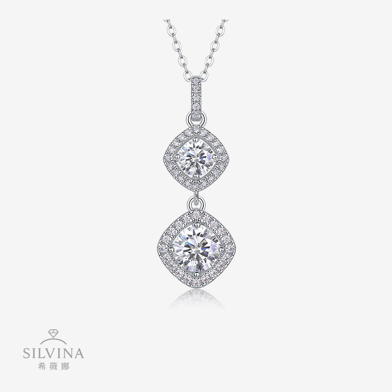 莫桑石项链女S925银项链轻奢送女友简约吊坠银饰品