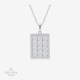 新款S925纯银方糖满钻莫桑石吊坠时尚轻奢锁骨链女