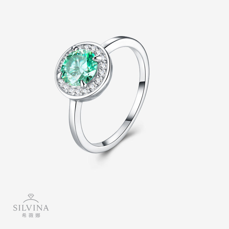 新款S925纯银镶嵌莫桑石戒指时尚小众轻奢指环女