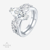 马眼切割特别款婚戒925纯银戒指镶异形莫桑石D色贵气女饰品