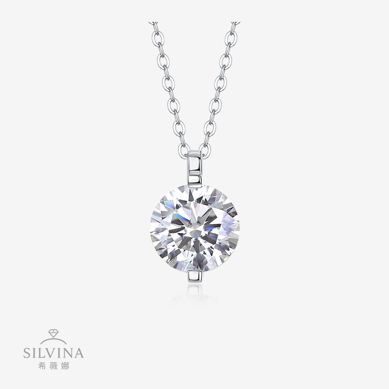 多尺码项链带GRA黑卡s925纯银莫桑石吊坠项链女