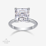 大克拉戒指 10x10公主方包莫桑石镀18k白金闭口男女戒指