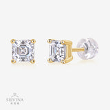 热销方形男士女士S925银莫桑石耳钉