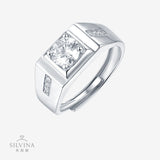 男款戒指时尚可调节小男戒百搭莫桑石商务男士婚戒指环