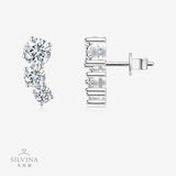 新款S925纯银莫桑石镶圆形四爪耳钉轻奢时尚个性耳饰品耳环女